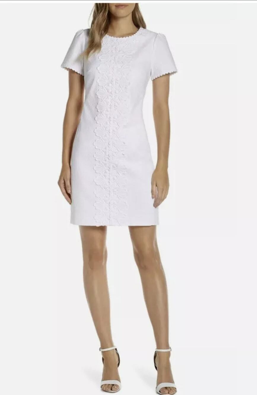 Lilly Pulitzer Maisie Stretch Piqué Shift Dress in Resort White cotton size 8